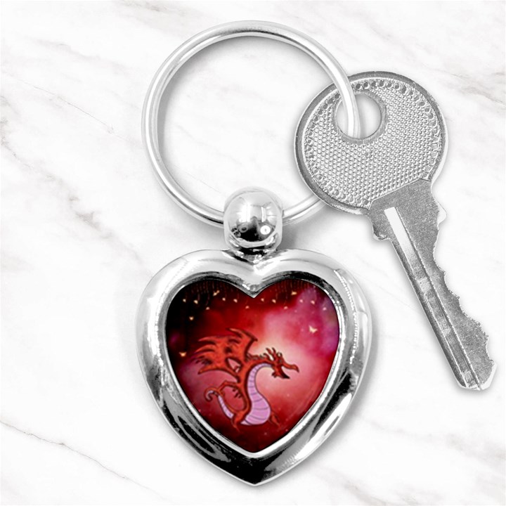 Funny Cartoon Dragon With Butterflies Key Chain (Heart)