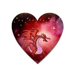 Funny Cartoon Dragon With Butterflies Heart Magnet by FantasyWorld7