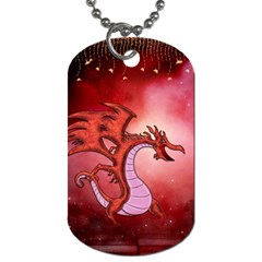 Funny Cartoon Dragon With Butterflies Dog Tag (one Side) by FantasyWorld7