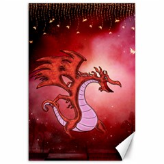 Funny Cartoon Dragon With Butterflies Canvas 20  X 30 