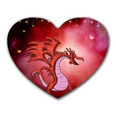 Funny Cartoon Dragon With Butterflies Heart Mousepads by FantasyWorld7