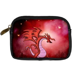 Funny Cartoon Dragon With Butterflies Digital Camera Leather Case by FantasyWorld7