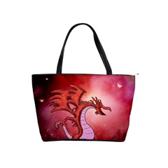 Funny Cartoon Dragon With Butterflies Classic Shoulder Handbag by FantasyWorld7