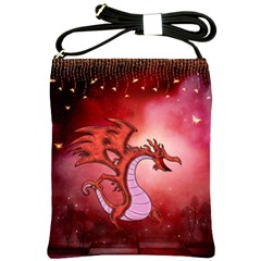 Funny Cartoon Dragon With Butterflies Shoulder Sling Bag by FantasyWorld7