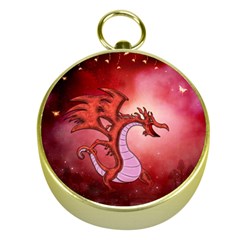 Funny Cartoon Dragon With Butterflies Gold Compasses by FantasyWorld7