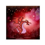 Funny Cartoon Dragon With Butterflies Small Satin Scarf (Square) Front