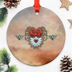 Wonderful Elegant Heart Ornament (round) by FantasyWorld7