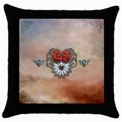 Wonderful Elegant Heart Throw Pillow Case (black) by FantasyWorld7