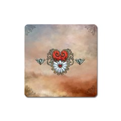 Wonderful Elegant Heart Square Magnet by FantasyWorld7