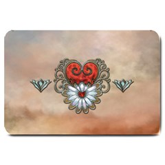 Wonderful Elegant Heart Large Doormat  by FantasyWorld7