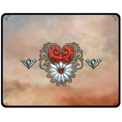 Wonderful Elegant Heart Fleece Blanket (medium)  by FantasyWorld7