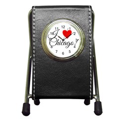 I Heart Chicago  Pen Holder Desk Clock by FunnyStatementsandSlogans