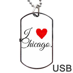 I Heart Chicago  Dog Tag Usb Flash (one Side) by FunnyStatementsandSlogans