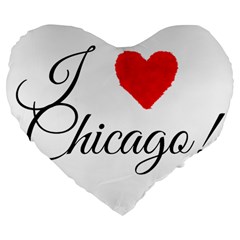 I Heart Chicago  Large 19  Premium Flano Heart Shape Cushions by FunnyStatementsandSlogans