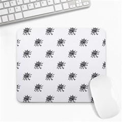 Stylized Black And White Floral Print Large Mousepads by dflcprintsclothing