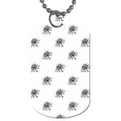 Stylized Black And White Floral Print Dog Tag (one Side)