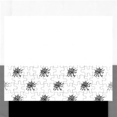 Stylized Black And White Floral Print Rectangular Jigsaw Puzzl by dflcprintsclothing