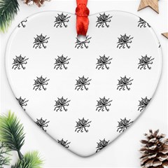 Stylized Black And White Floral Print Heart Ornament (two Sides) by dflcprintsclothing