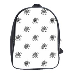 Stylized Black And White Floral Print School Bag (xl) by dflcprintsclothing