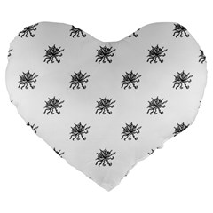 Stylized Black And White Floral Print Large 19  Premium Heart Shape Cushions by dflcprintsclothing