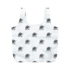 Stylized Black And White Floral Print Full Print Recycle Bag (m) by dflcprintsclothing