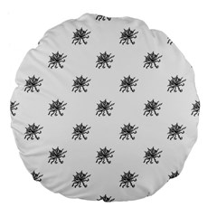 Stylized Black And White Floral Print Large 18  Premium Flano Round Cushions by dflcprintsclothing