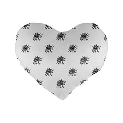 Stylized Black And White Floral Print Standard 16  Premium Flano Heart Shape Cushions by dflcprintsclothing