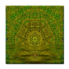 Gold Golden Sunset Mandala Tile Coaster by pepitasart