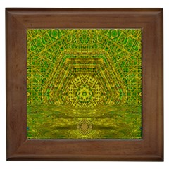 Gold Golden Sunset Mandala Framed Tile by pepitasart