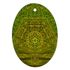 Gold Golden Sunset Mandala Ornament (oval) by pepitasart