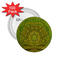 Gold Golden Sunset Mandala 2 25  Buttons (100 Pack)  by pepitasart