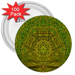 Gold Golden Sunset Mandala 3  Buttons (100 Pack)  by pepitasart