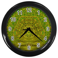 Gold Golden Sunset Mandala Wall Clock (black)