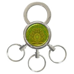 Gold Golden Sunset Mandala 3-ring Key Chain by pepitasart