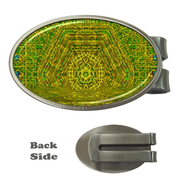 Gold Golden Sunset Mandala Money Clips (Oval) 