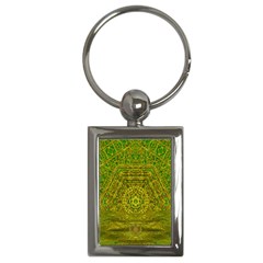 Gold Golden Sunset Mandala Key Chain (rectangle) by pepitasart