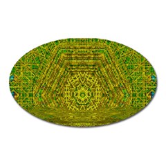 Gold Golden Sunset Mandala Oval Magnet by pepitasart