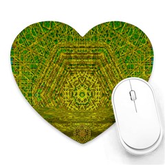 Gold Golden Sunset Mandala Heart Mousepads by pepitasart