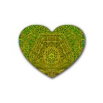 Gold Golden Sunset Mandala Rubber Coaster (Heart)  Front