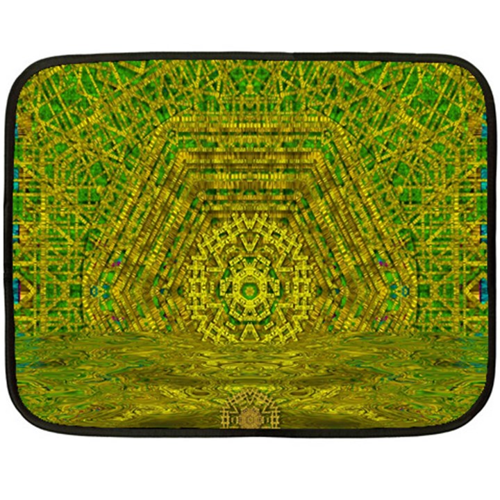 Gold Golden Sunset Mandala Double Sided Fleece Blanket (Mini) 