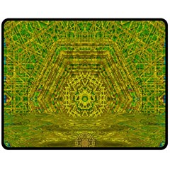 Gold Golden Sunset Mandala Fleece Blanket (medium)  by pepitasart