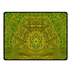 Gold Golden Sunset Mandala Fleece Blanket (small) by pepitasart