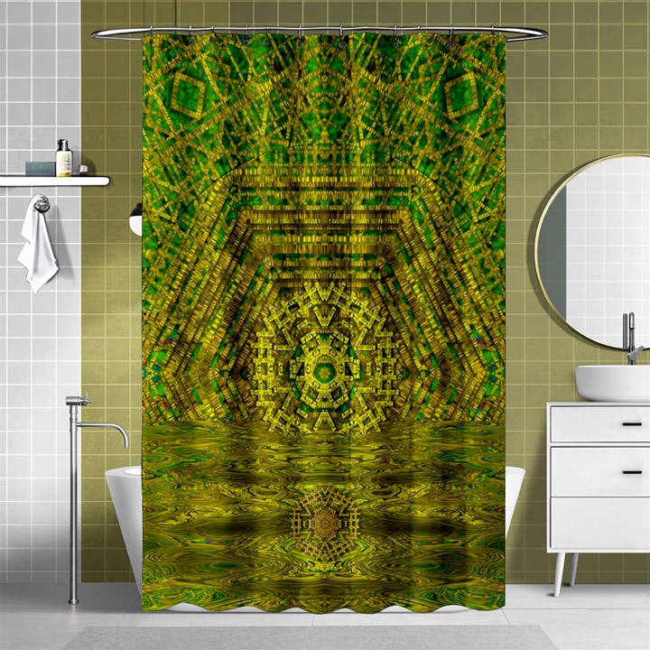 Gold Golden Sunset Mandala Shower Curtain 48  x 72  (Small) 