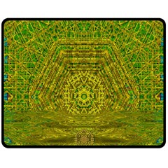 Gold Golden Sunset Mandala Double Sided Fleece Blanket (medium)  by pepitasart