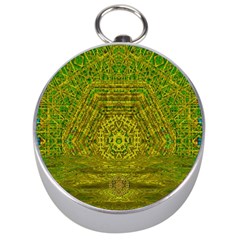 Gold Golden Sunset Mandala Silver Compasses by pepitasart