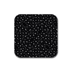 Black And White Intricate Geometric Print Rubber Square Coaster (4 Pack)  by dflcprintsclothing