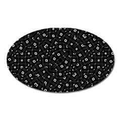 Black And White Intricate Geometric Print Oval Magnet