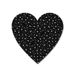 Black And White Intricate Geometric Print Heart Magnet by dflcprintsclothing