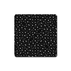 Black And White Intricate Geometric Print Square Magnet by dflcprintsclothing