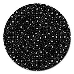 Black And White Intricate Geometric Print Magnet 5  (round) by dflcprintsclothing